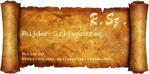 Rujder Szilveszter névjegykártya